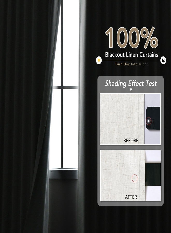 Nanspring Linen Black Out Curtains 84 Inch Long for Living Room Grommet Neutral Cream Blackout Curtain Burlap Textured Thermal Insulated Energy Saving Block Out Curtains for Bedroom Windows, Natural 52Wx84L - Image 2